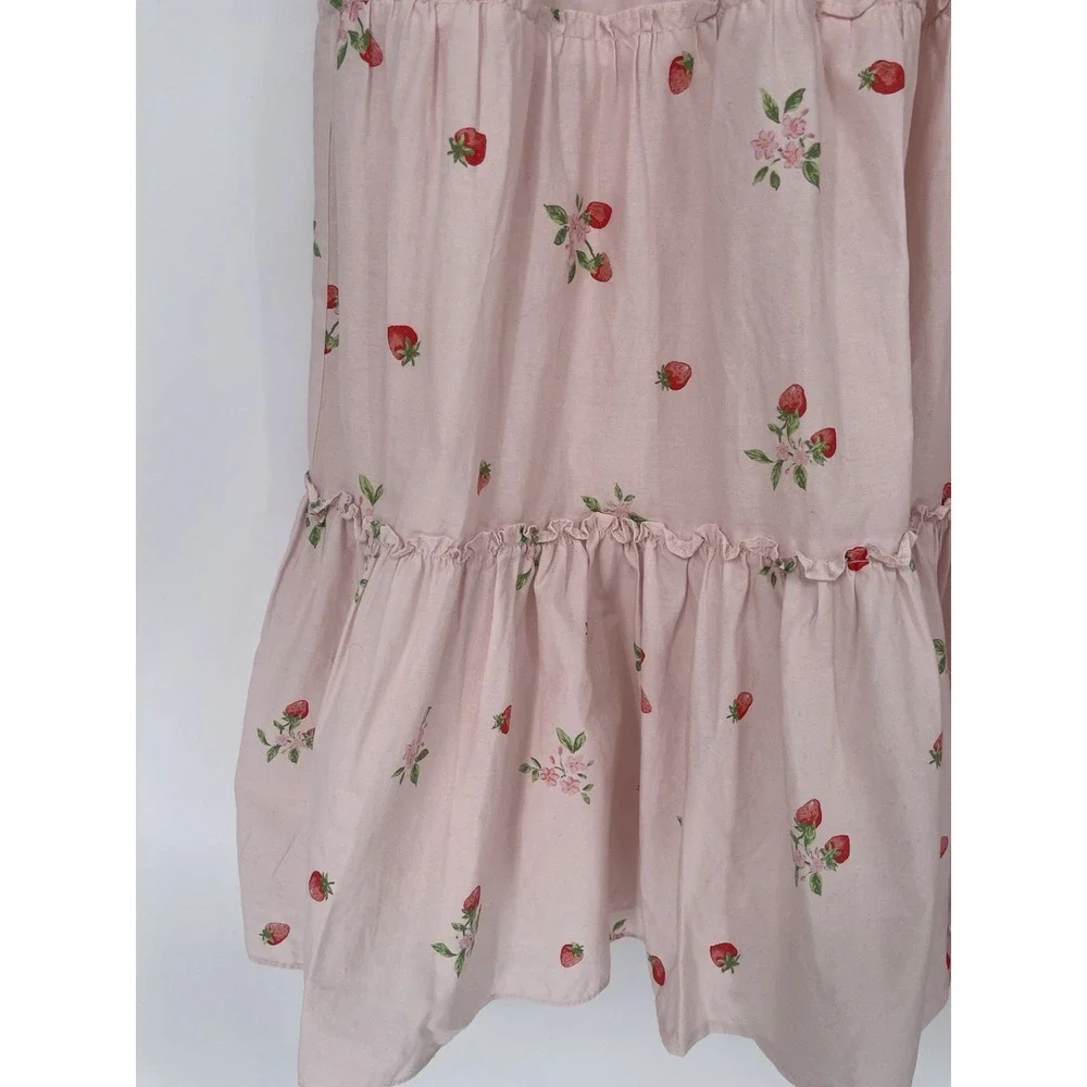 Rachel Parcell Tiered Pink Strawberry Skirt Pull-on XS - Picture 4 of 7